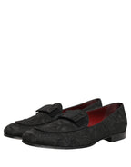 Black Floral Brocade Men Dress Loafers Shoes