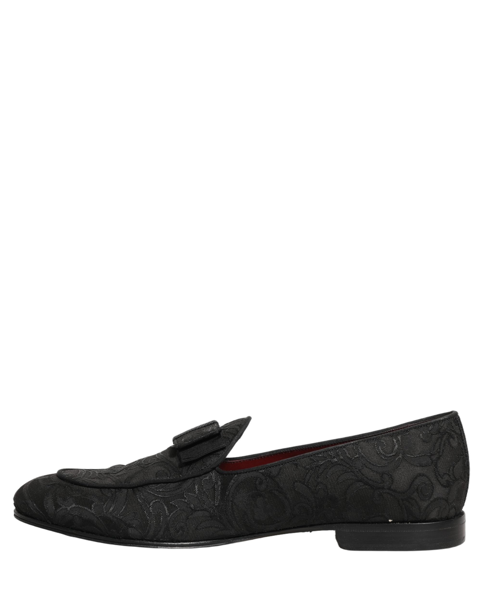 Black Floral Brocade Men Dress Loafers Shoes