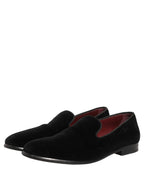 Black Velvet Cotton Loafers Formal Dress Shoes