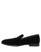 Black Velvet Cotton Loafers Formal Dress Shoes
