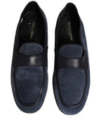 Blue Suede Leather Loafers Moccasins Shoes