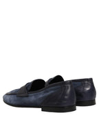 Blue Suede Leather Loafers Moccasins Shoes
