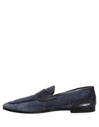 Blue Suede Leather Loafers Moccasins Shoes