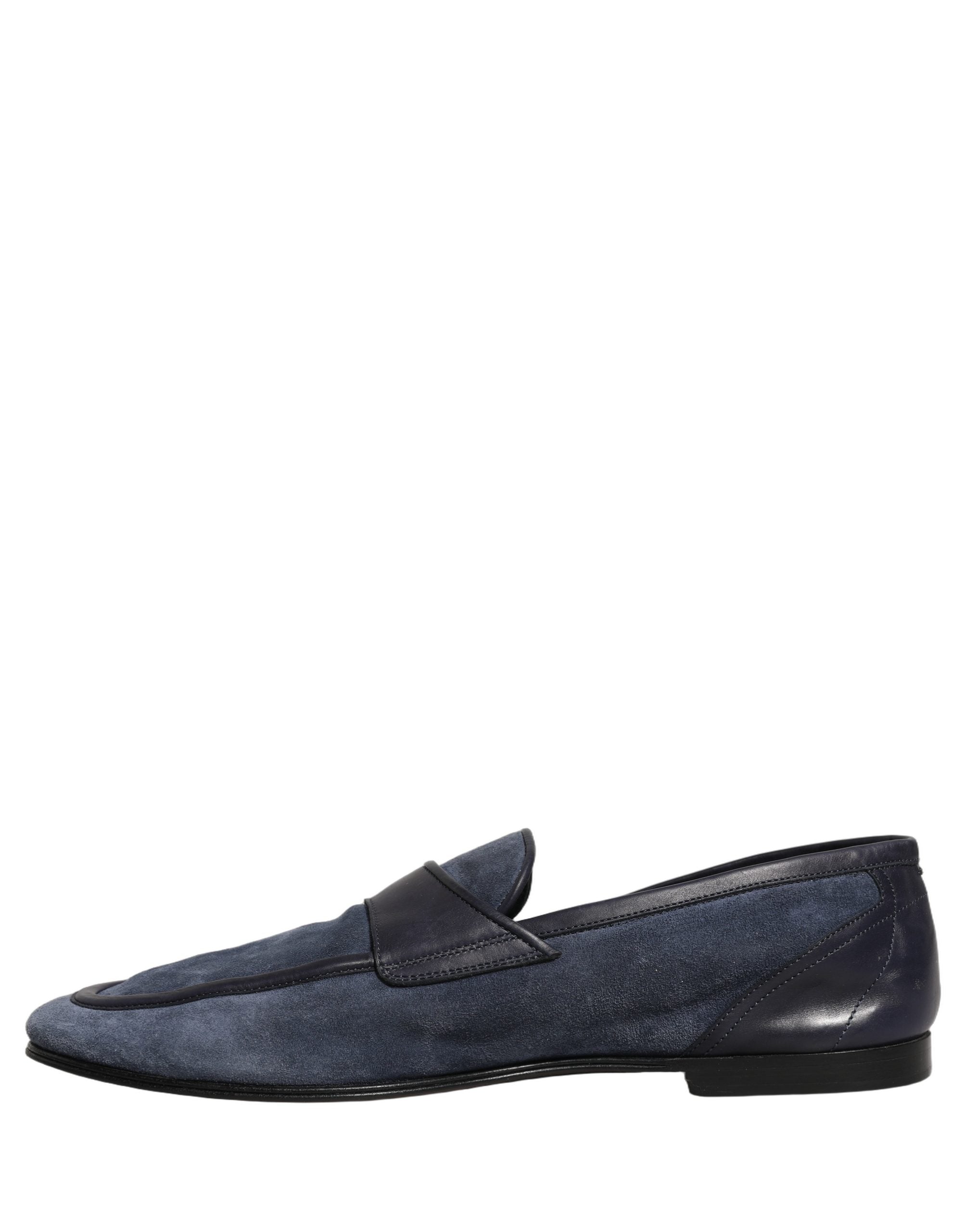 Blue Suede Leather Loafers Moccasins Shoes