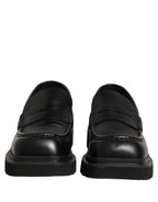 Black Calfskin Leather Men Dress Loafer Shoes