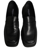 Black Calfskin Leather Men Dress Loafer Shoes