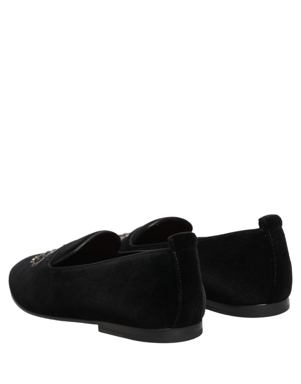Black Crown Embellished Dress Loafers Shoes