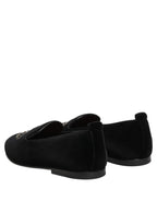 Black Crown Embellished Dress Loafers Shoes