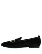 Black Crown Embellished Dress Loafers Shoes