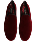 Maroon Velvet Slip On Dress Loafers Shoes
