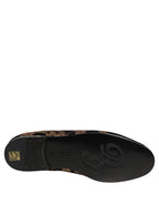 Black Floral Jacquard Dress Loafers Shoes