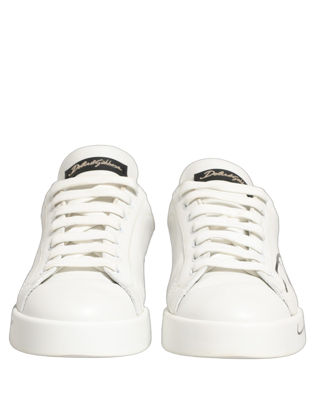 White Gold Low Top Leather Sneakers Shoes