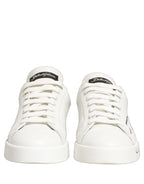 White Gold Low Top Leather Sneakers Shoes