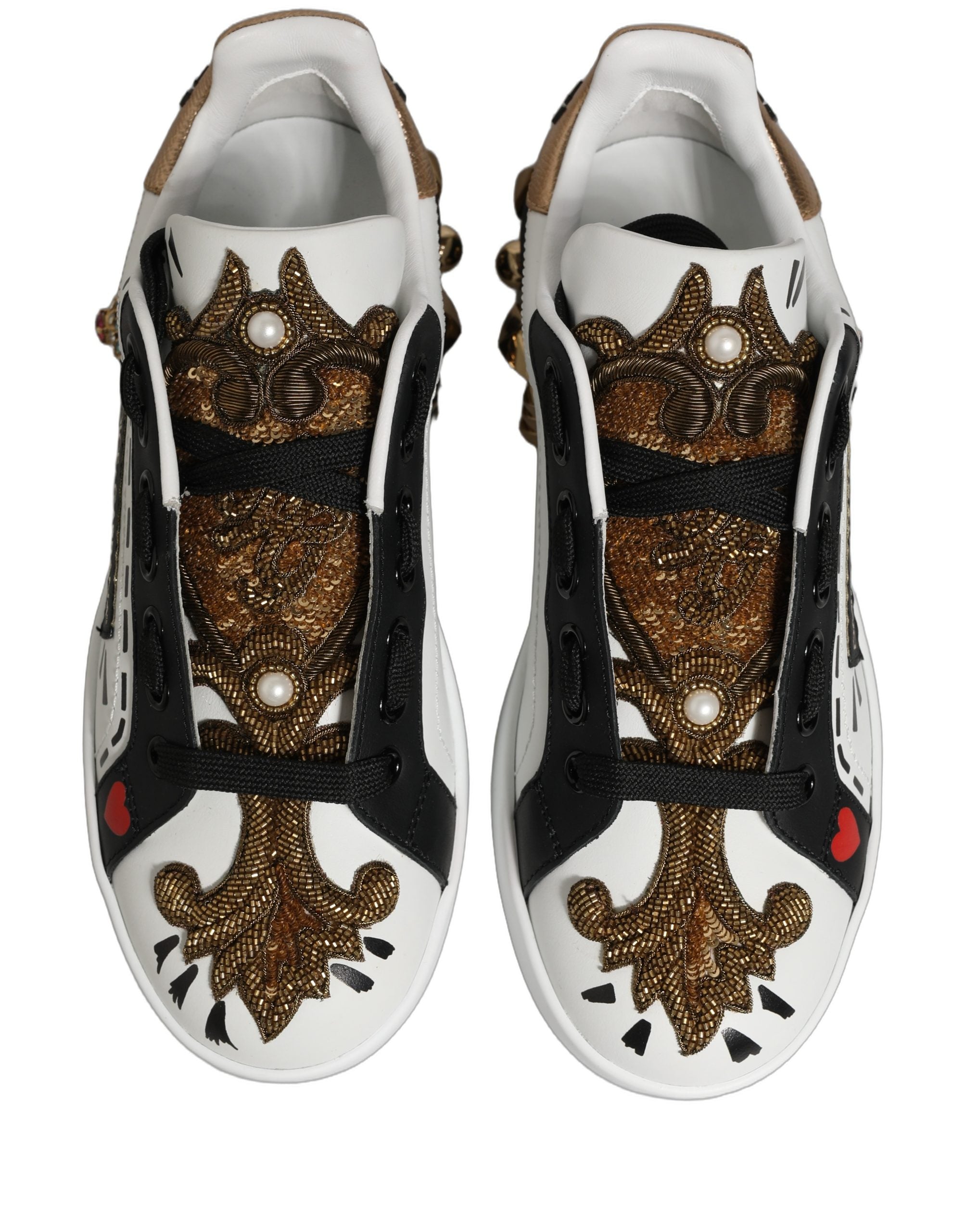 White Gold Studded Portofino Sneakers Shoes