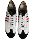 Black White Leather Suede Low Top Sneakers Shoes