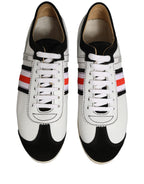 Black White Leather Suede Low Top Sneakers Shoes