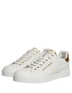 White Gold Embellished Low Top Sneakers Shoes