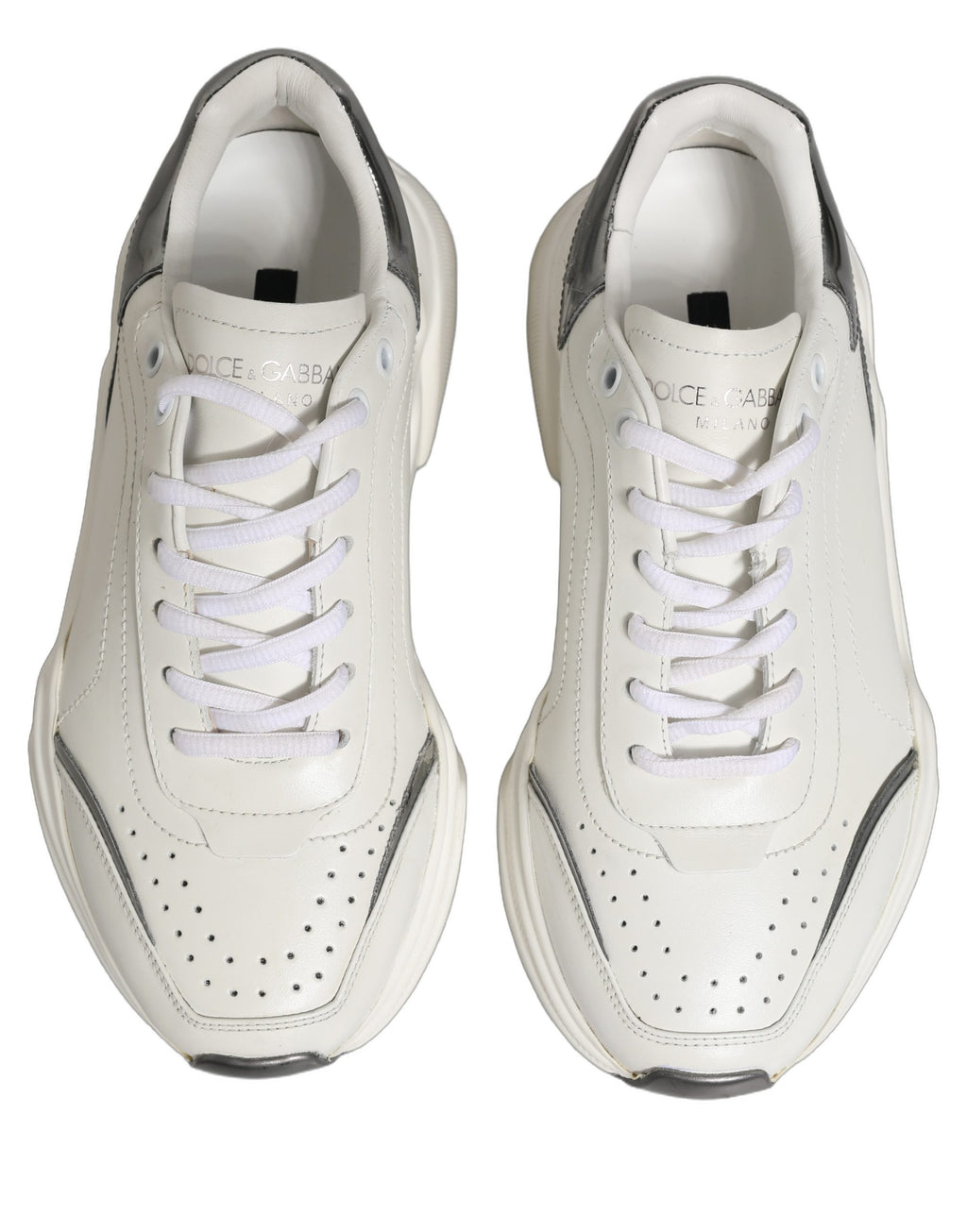 White Silver Daymaster Leather Low Top Sneakers Shoes