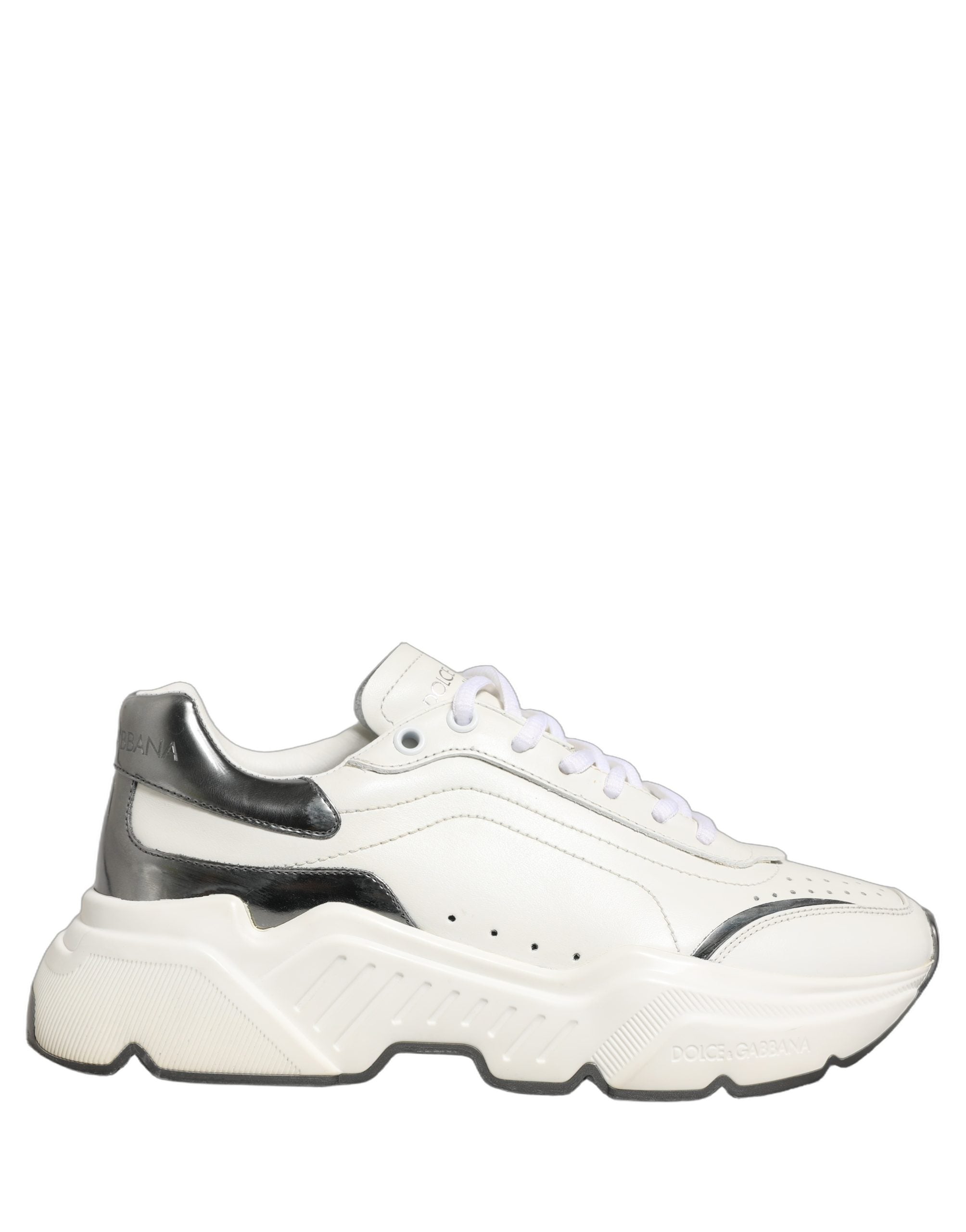 White Silver Daymaster Leather Low Top Sneakers Shoes