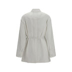 White Linen Full-Length Jacket