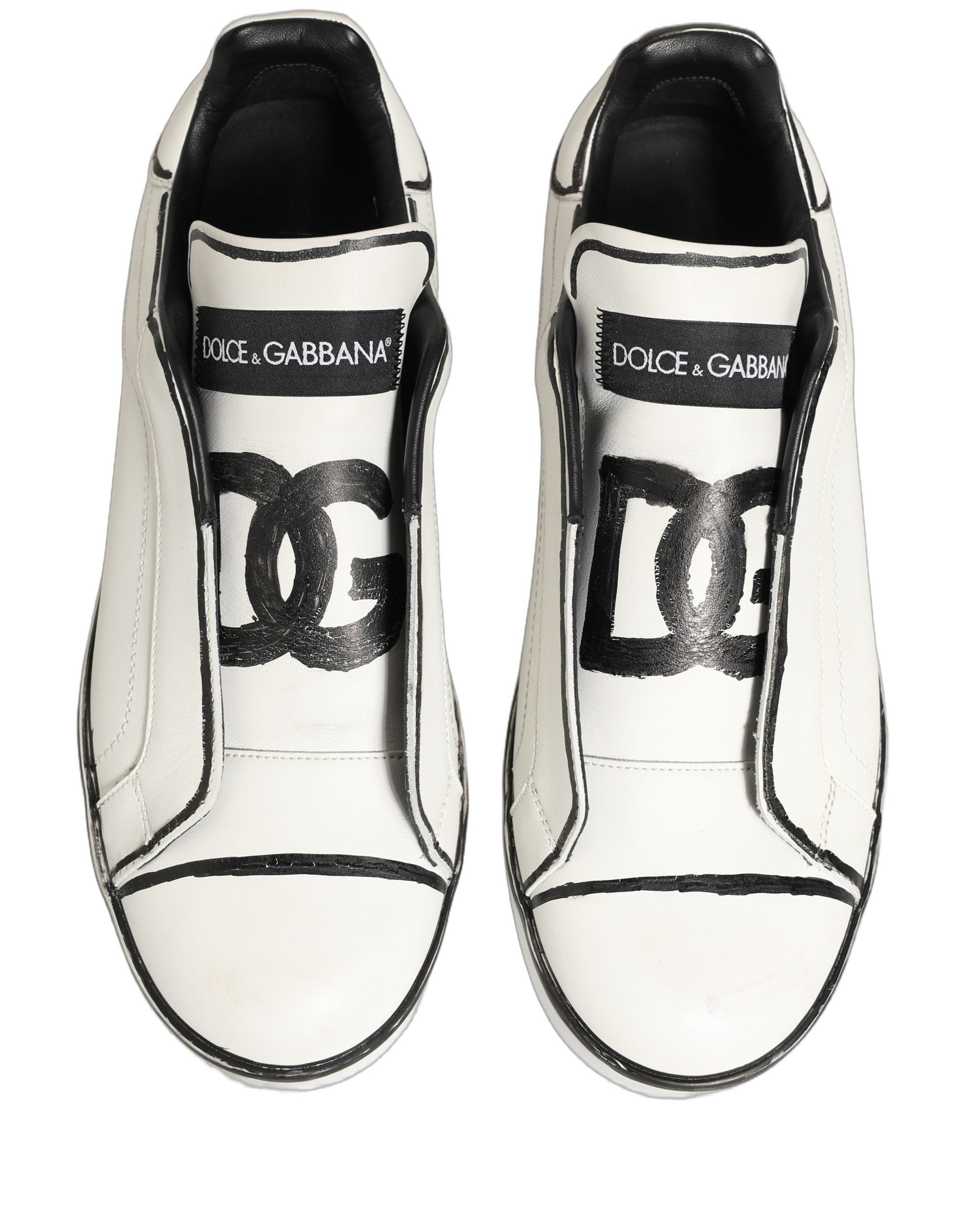 White Leather Portofino Low Top Sneakers Shoes