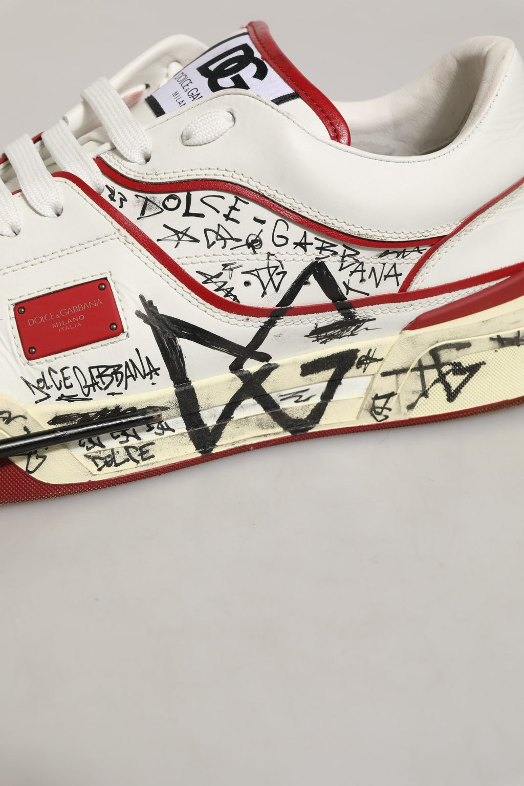 White Red New Roma Graffiti Sneakers Shoes