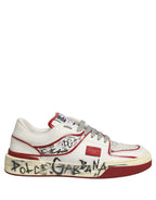 White Red New Roma Graffiti Sneakers Shoes