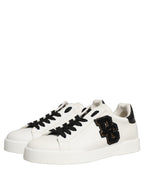 White Leather DG Logo Low Top Sneakers Shoes