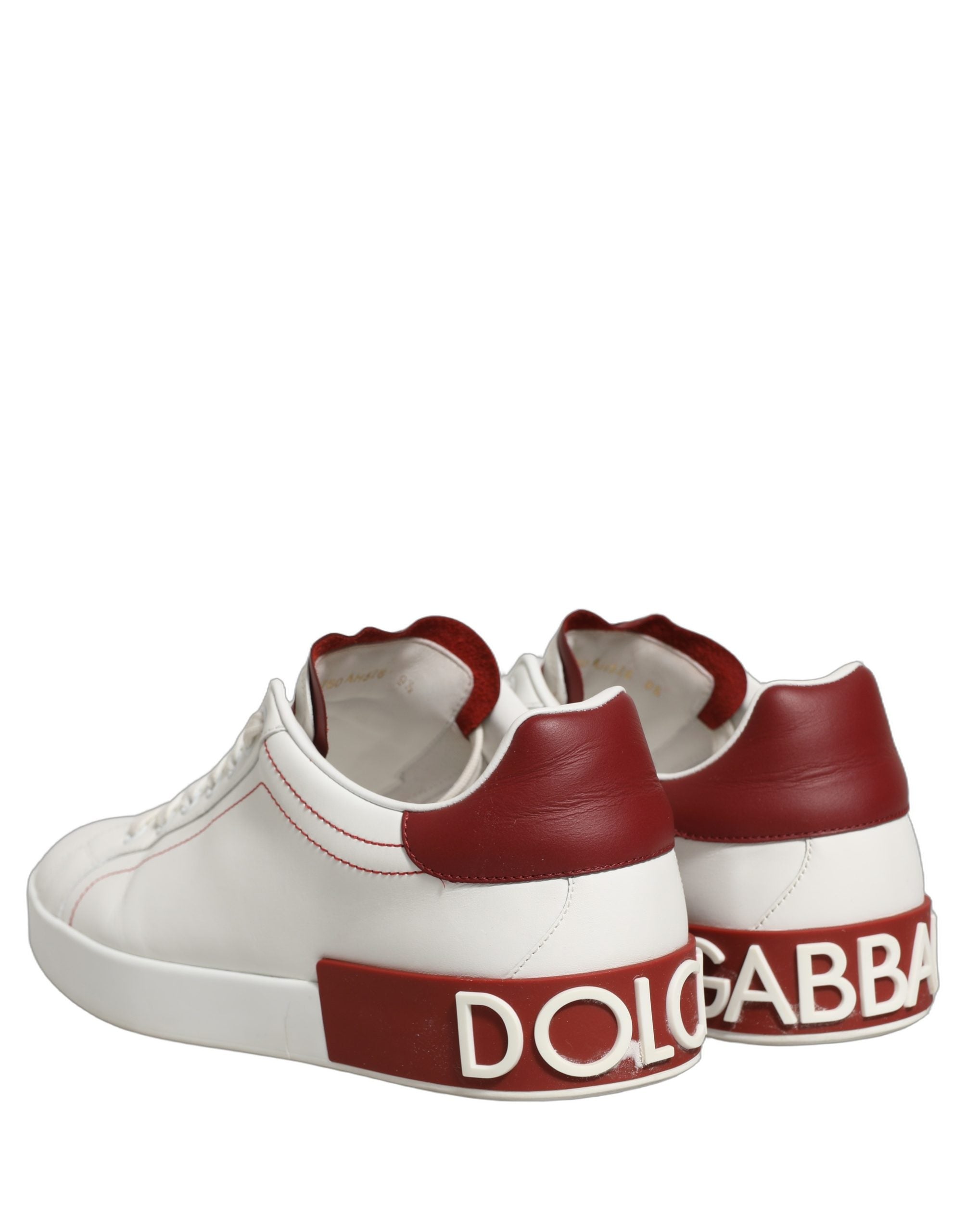 White Red Leather Lace Up Sneakers Shoes