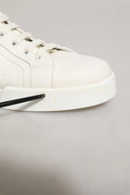 White Black Leather Lace Up Sneakers Shoes