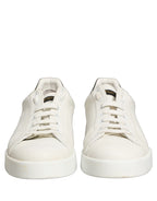 White Black Leather Lace Up Sneakers Shoes