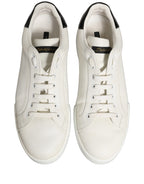 White Black Leather Lace Up Sneakers Shoes