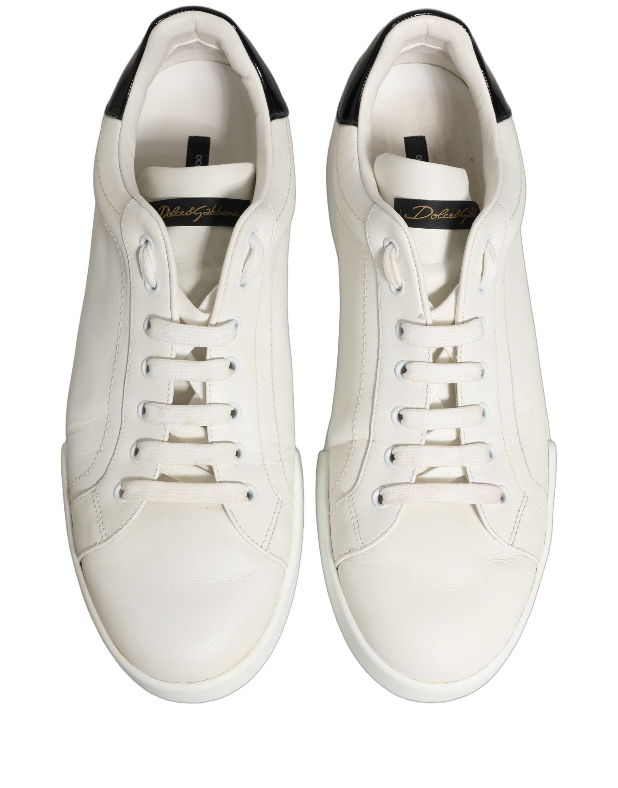 White Black Leather Lace Up Sneakers Shoes