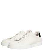 White Black Leather Lace Up Sneakers Shoes