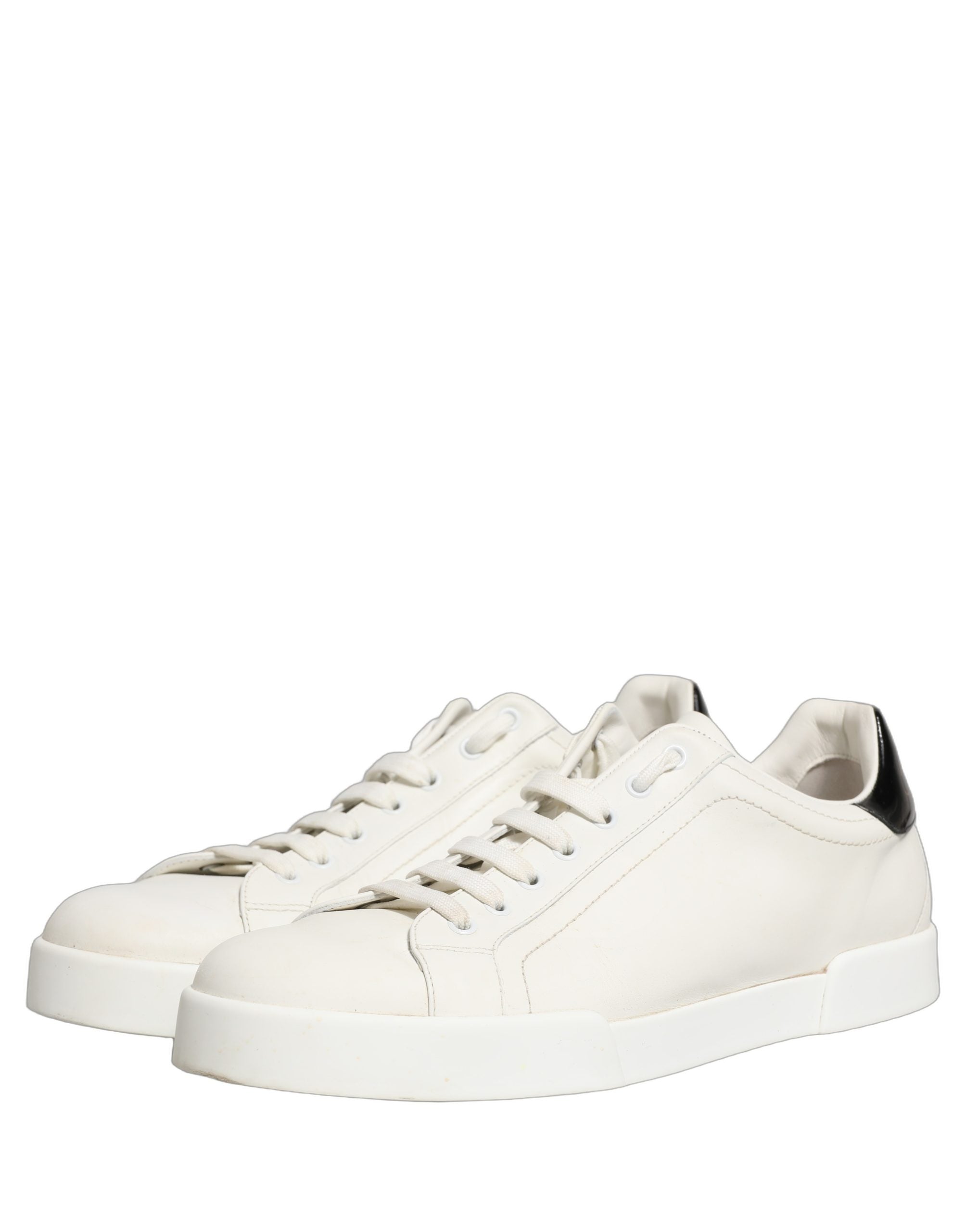 White Black Leather Lace Up Sneakers Shoes