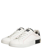 White Black Leather Lace Up Sneakers Shoes