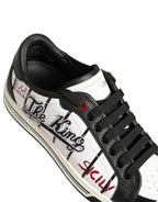 White Black DG Logo King Patch Low-Top Sneaker Shoes