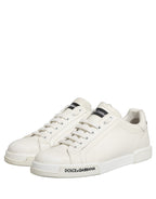 White Leather Logo Low Top Men Sneakers Shoes