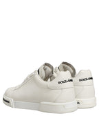 White Leather Logo Low Top Men Sneakers Shoes