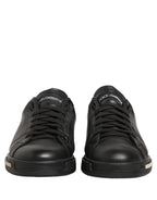 Black Leather Logo Low Top Men Sneakers Shoes