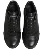 Black Leather Logo Low Top Men Sneakers Shoes