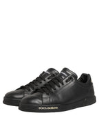 Black Leather Logo Low Top Men Sneakers Shoes