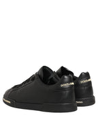 Black Leather Logo Low Top Men Sneakers Shoes