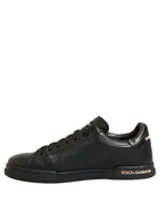 Black Leather Logo Low Top Men Sneakers Shoes