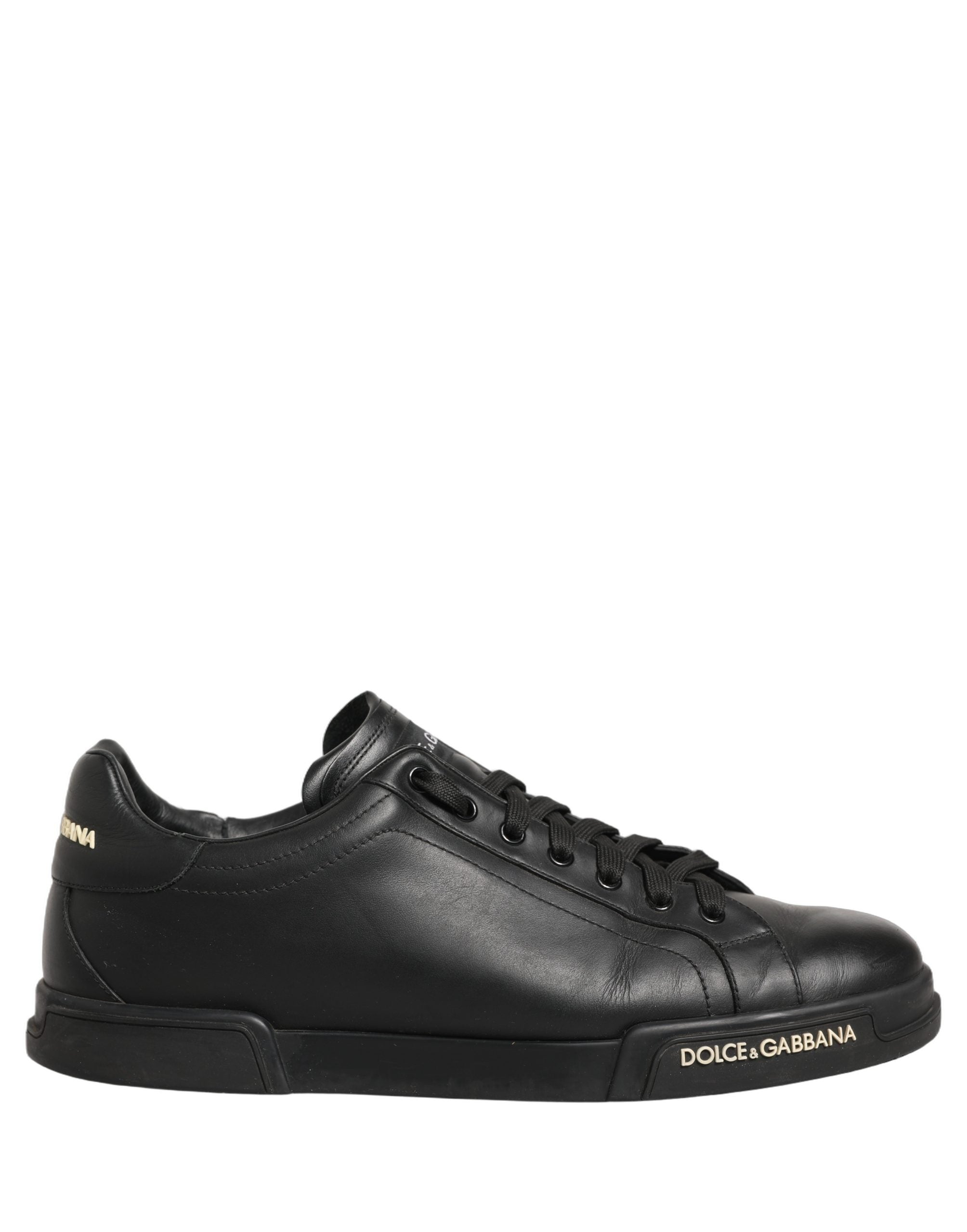 Black Leather Logo Low Top Men Sneakers Shoes