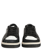 Black Leather Crown Milano Men Sneakers Shoes