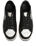 Black Leather Crown Milano Men Sneakers Shoes