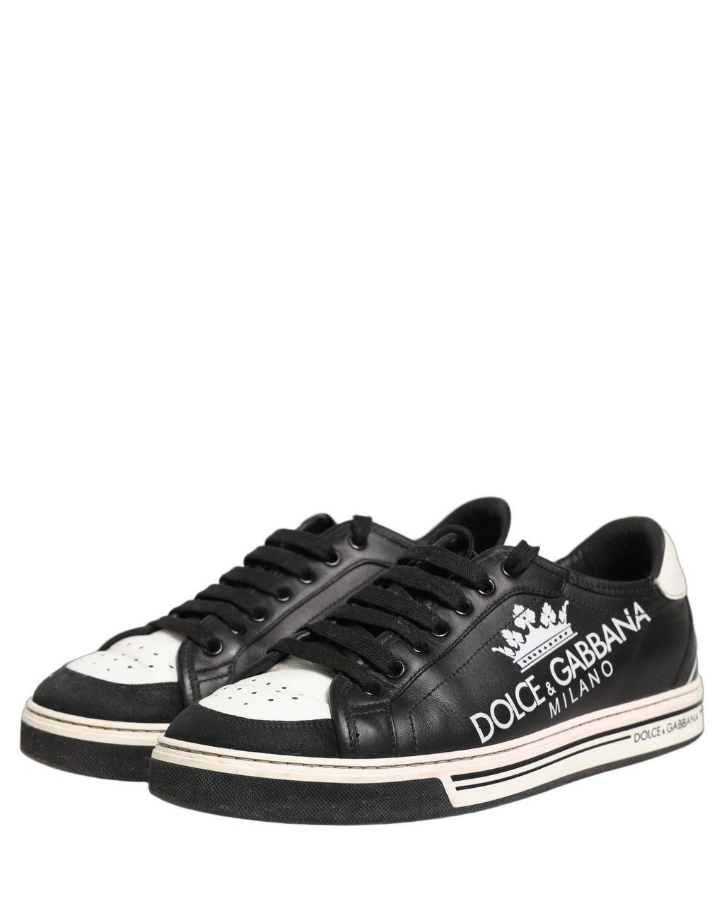 Black Leather Crown Milano Men Sneakers Shoes