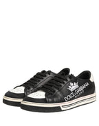 Black Leather Crown Milano Men Sneakers Shoes