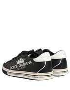 Black Leather Crown Milano Men Sneakers Shoes